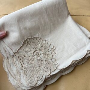 Set of 12 Battenberg Lace Cotton Napkins
New